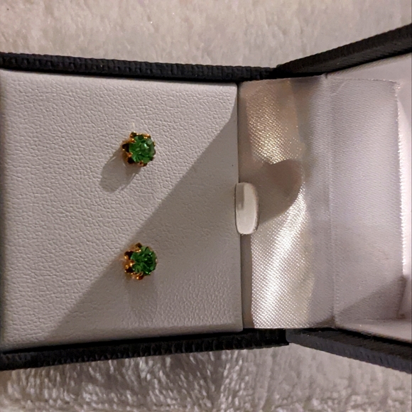 Green  verdelite earrings - Picture 1 of 2